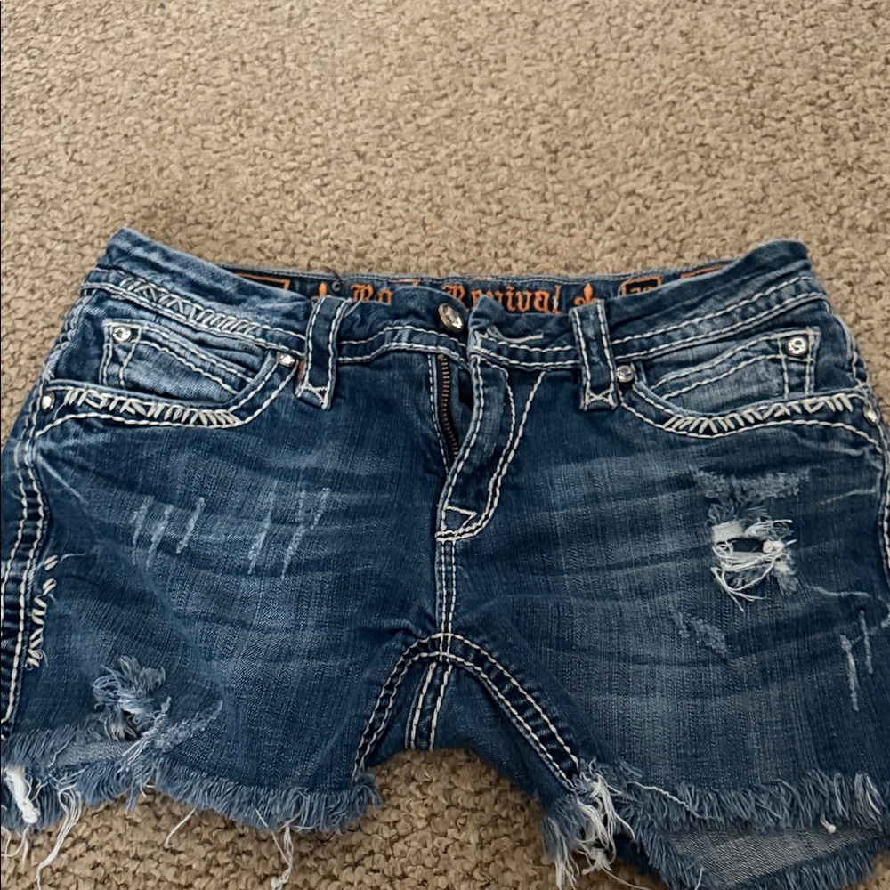 Rock Revival Blue Distressed Jean Shorts